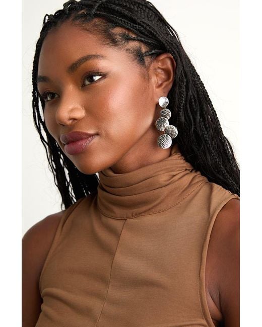 Lulus Black Liara Textured Drop Statement Earrings