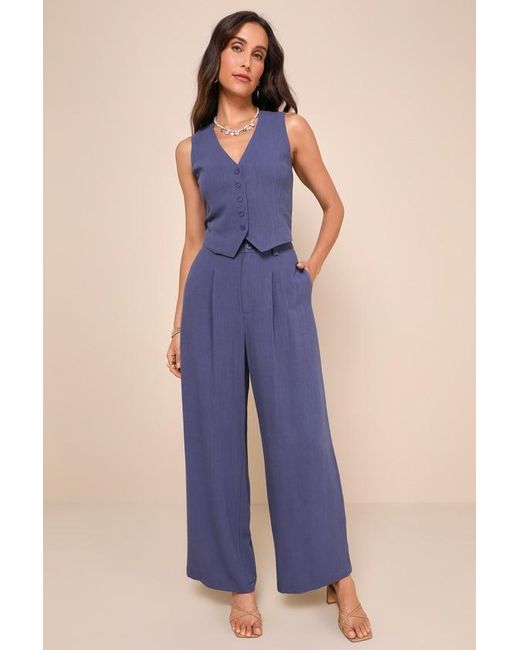 Lulus Purple Suits You Perfectly Linen Vest