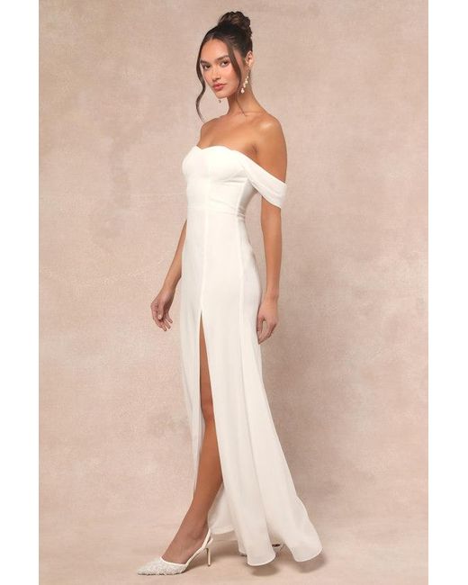 Lulus Natural Magical Magnetism Off-The-Shoulder Maxi Dress