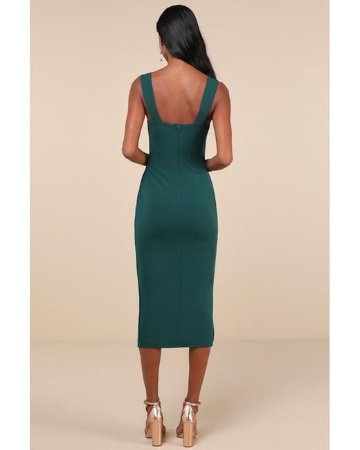 Lulus Blue Always Beautiful Hunter Sleeveless Tulip Midi Dress