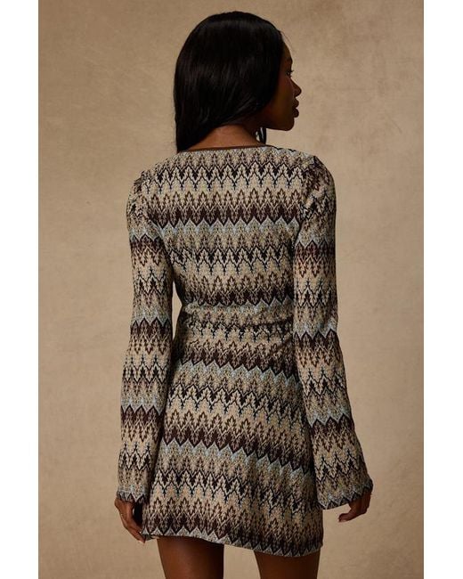 Lulus Brown Laika Multi Crochet Keyhole Mini Dress