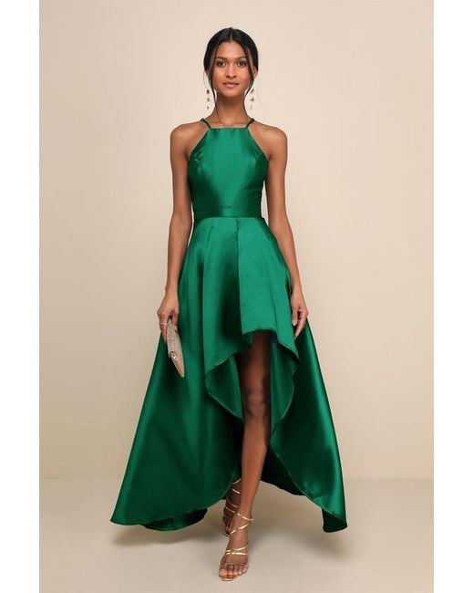 Lulus Green Broadway Show High-Low Gown