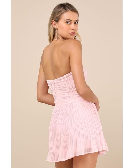 Lulus Pink Seriously Sensational Strapless Romper