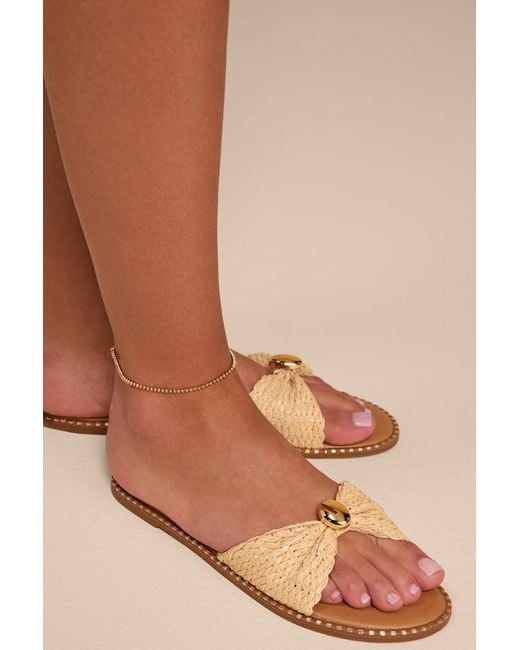 Lulus Natural Robby Raffia Slide Sandals