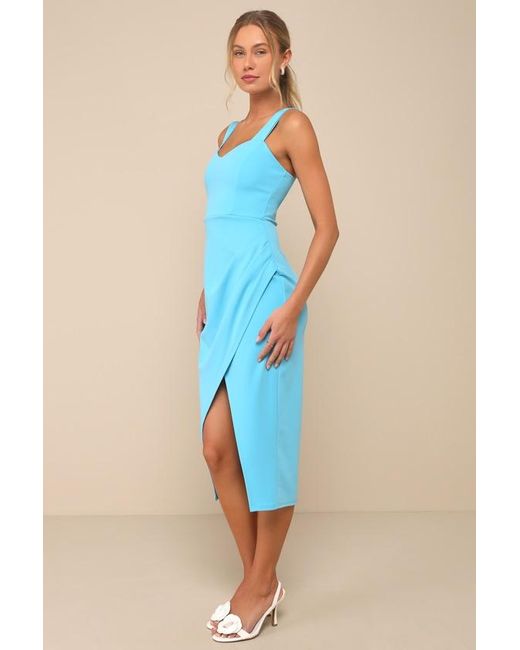 Lulus Blue Always Beautiful Sleeveless Tulip Midi Dress