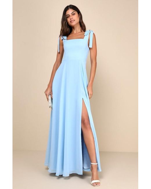 Lulus Blue Love Me Forever Square Neck Maxi Dress