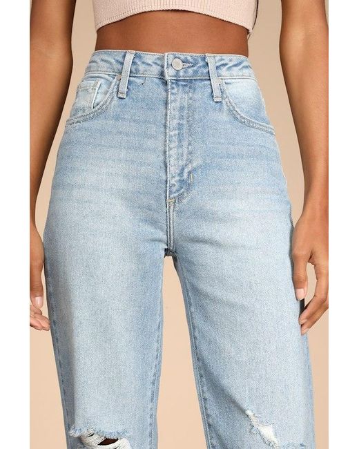 Just Black Blue Generational Style Light Wash Distressed High-Rise Dad Jeans