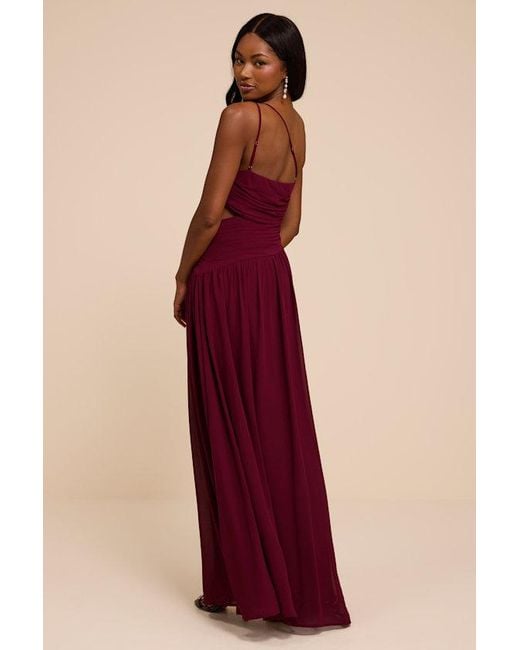 Lulus Red Marcela Plum Ruched One-Shoulder Maxi Dress