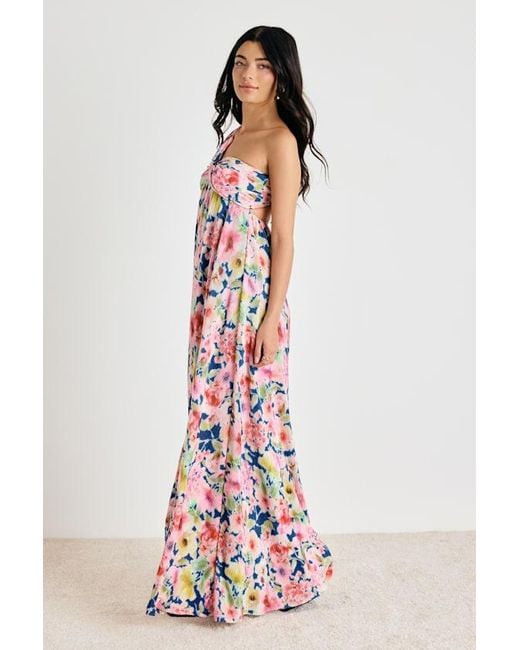 Lulus White Georgianna Multi Floral Plisse Maxi Dress