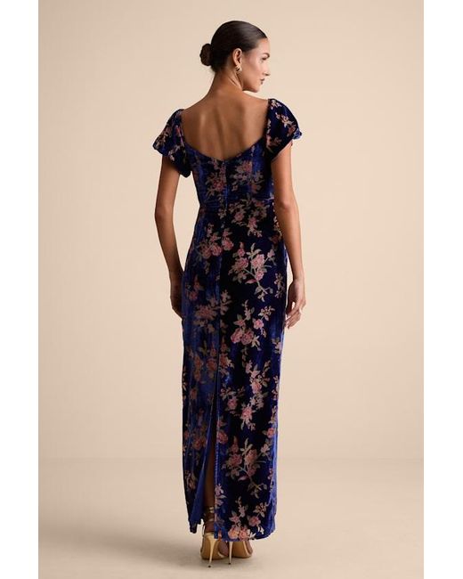 Lulus Blue Confidently Impressive Velvet Off-The-Shoulder Maxi Dress