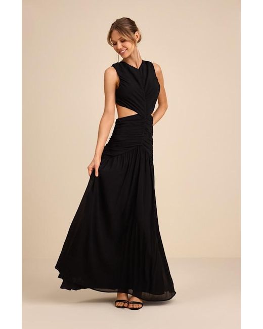 Lulus Women's Black Ashbury Textured Backless Maxi Dress