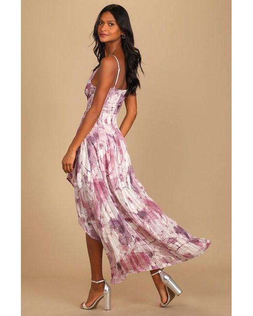Lulus Pink An Enchanting Dream Multi Print High-Low Maxi Dress