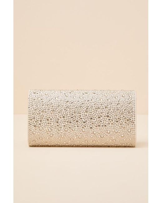 Lulus Natural Bindi Rhinestone Crossbody Clutch