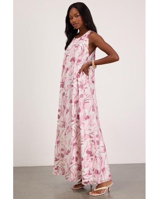 Lulus Pink Harmen Floral Shift Maxi Dress