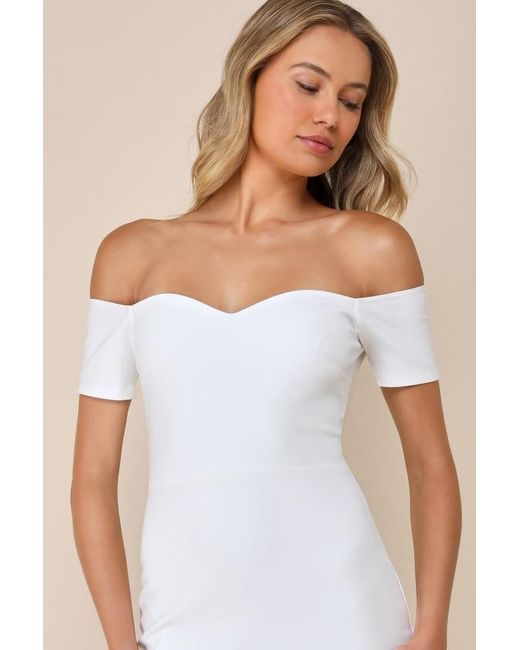 Lulus Natural How Much I Care Off-The-Shoulder Midi Dress