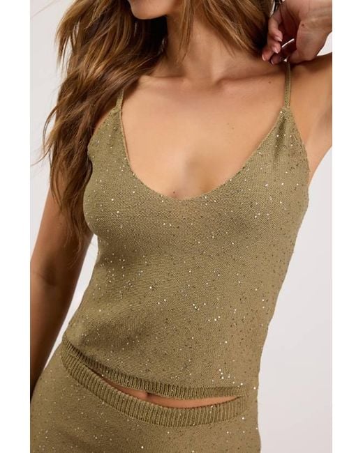 Lulus Green Yamina Sequin Sweater Cami Top