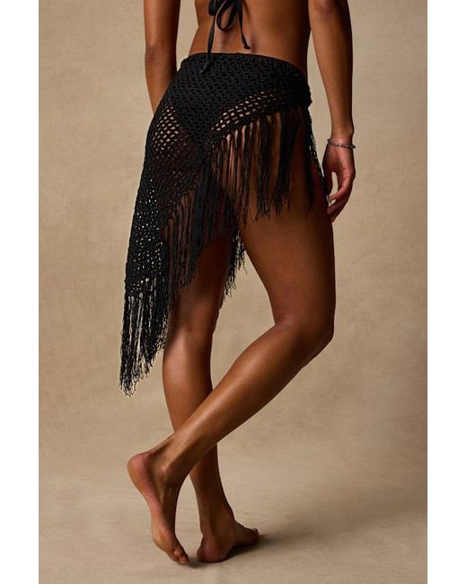 Lulus Brown Ashore Crochet Fringe Swim Cover-Up Sarong