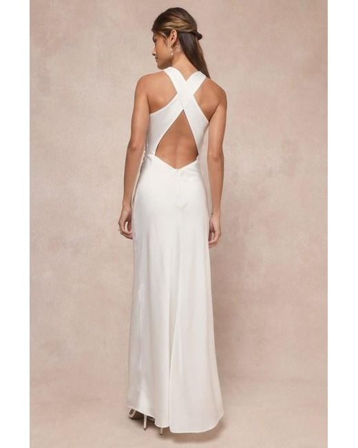 Lulus White Effortlessly Sensational Satin Backless Maxi Dress