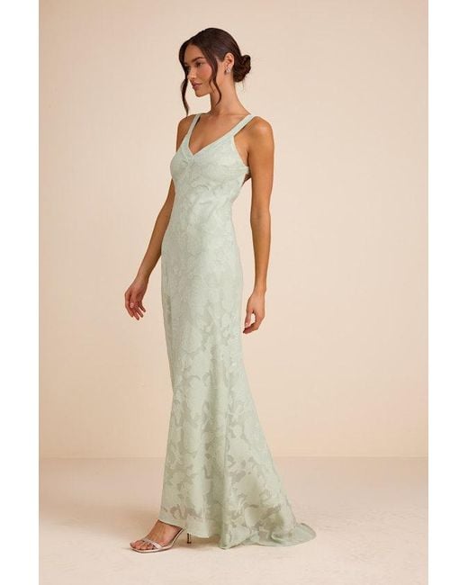 Lulus Natural Perfectly Classy Floral Burnout Backless Maxi Dress