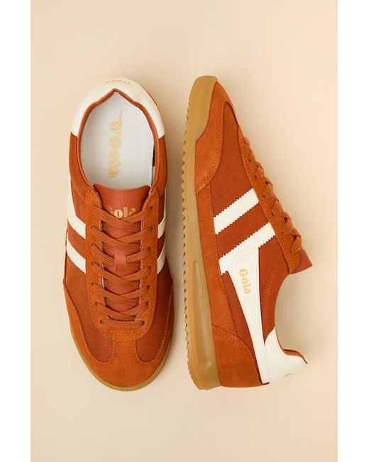 Gola Orange Tornado Moody Color Block Suede Leather Sneakers