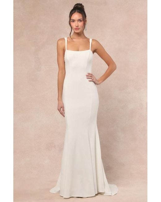Lulus Natural Safine Backless Mermaid Maxi Dress