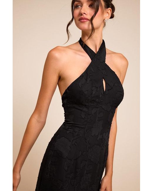 Lulus Black Eloria Halter Maxi Dress