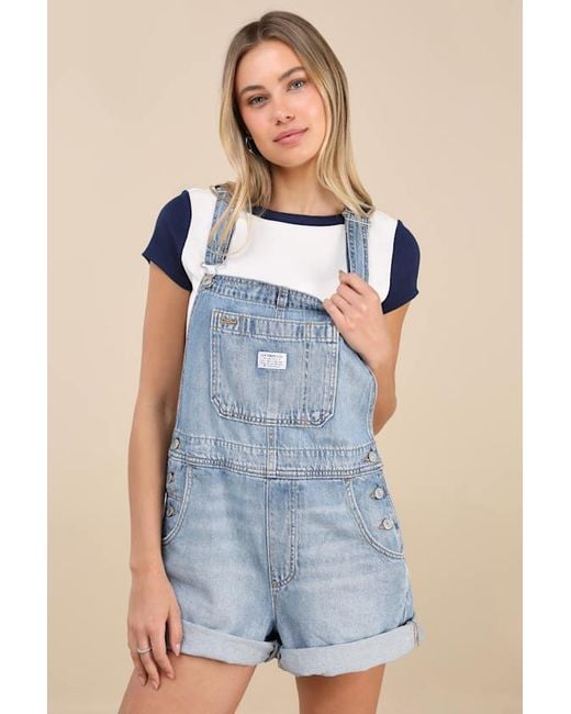 Levi's Blue Utility Shortall Light Wash Denim Overalls