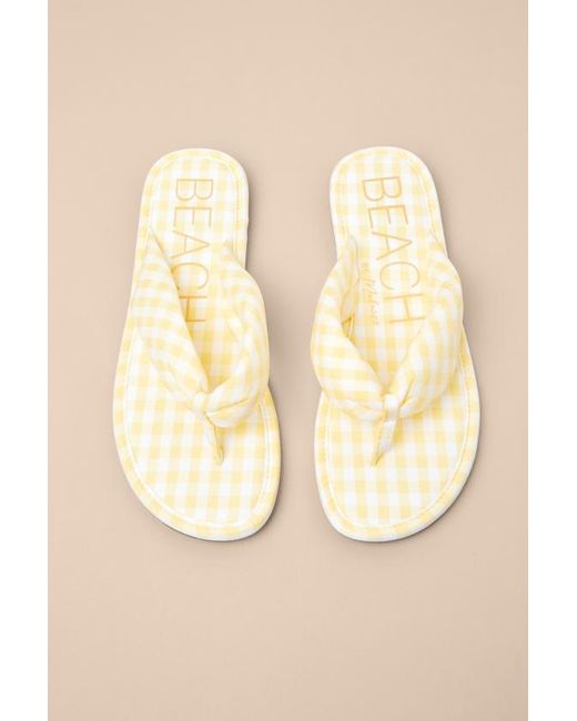 Matisse Natural Gidget Gingham Flat Thong Sandals