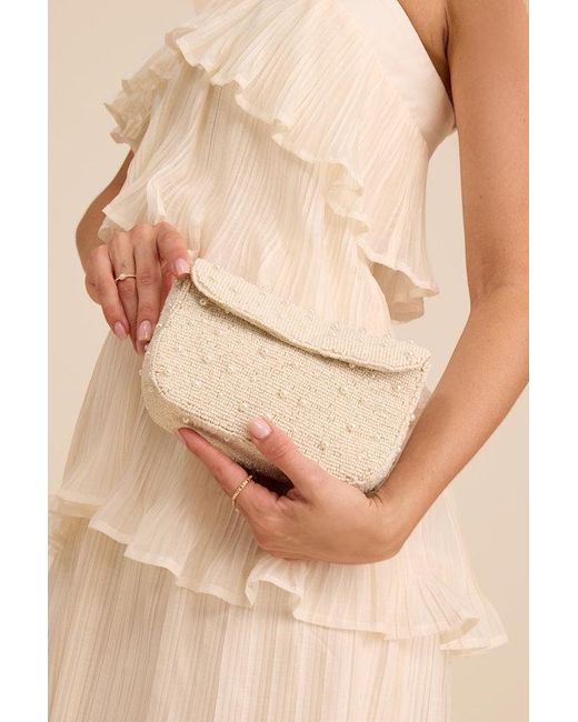Lulus Natural Ardea Beaded Pearl Crossbody Clutch