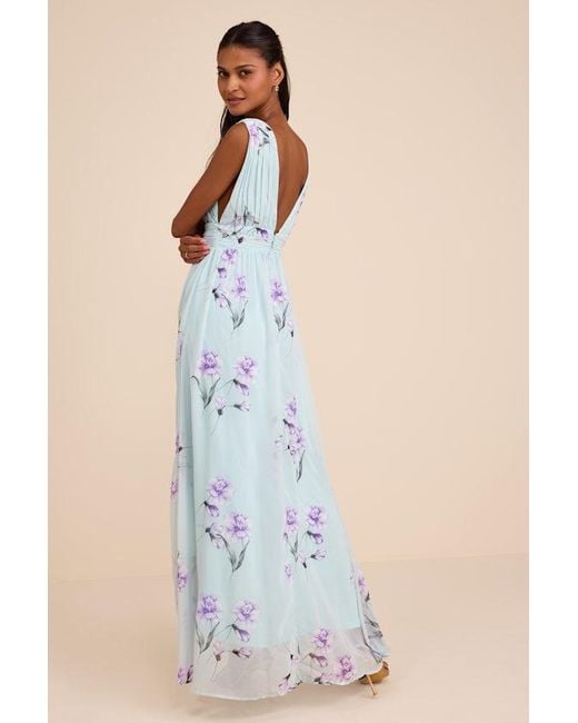 Lulus Blue Garden Meandering Floral Print Maxi Dress