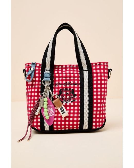 Steve Madden Red College Gingham Mini Tote Bag