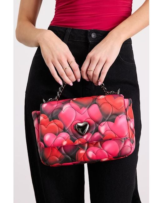 Betsey Johnson Pink Bubble Hearts Embroidered Crossbody Bag