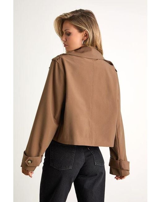 Lulus Natural Donley Double-Breasted Cropped Trench Coat