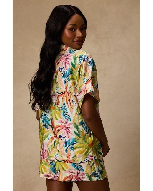 Lulus White Talise Multi Tropical Print Tie-Front Collared Top