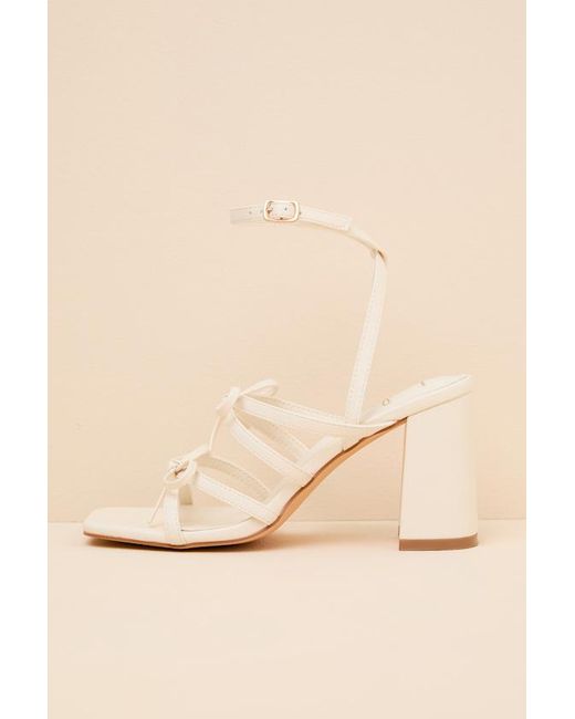 Lulus Natural Jennie Cream Strappy Bow High Heel Sandals