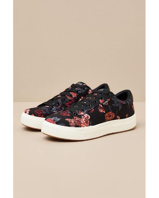 Keds Natural Park And Blush Floral Lace-Up Platform Sneakers