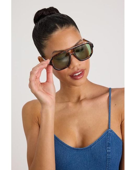 Lulus Blue Torrey Tortoiseshell Aviator Sunglasses