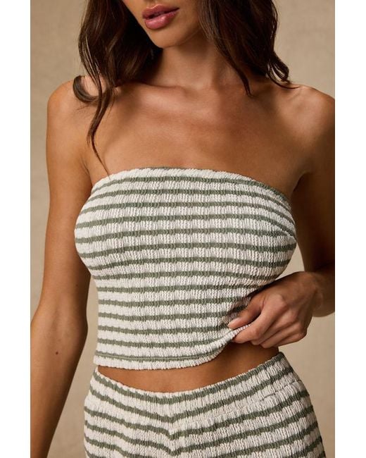 Lulus Brown Esmira And Sage Striped Knit Top