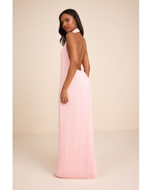 lulus pink bridesmaid dress Lulus Tinsley Tie Strap Ruffle Maxi Dress