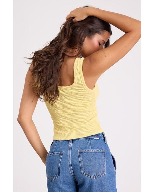 Lulus Yellow Leisure Life Ribbed Square-Neck Tank Top