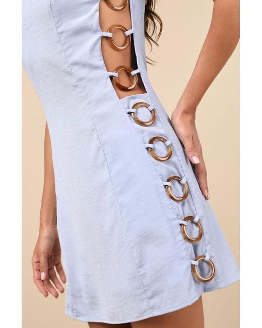 Lulus Blue Decidedly Summery Cutout Sleeveless O-Ring Mini Dress