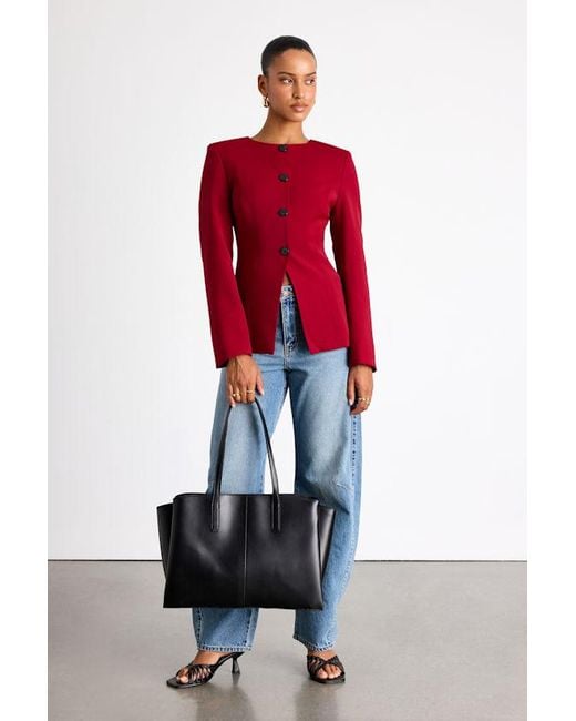 Lulus Red Elyna Button-Front Blazer