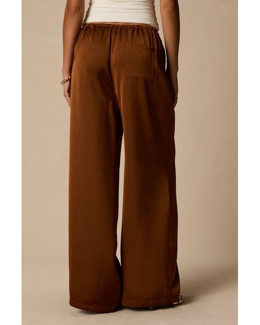 Lulus Natural Amala Satin Mid-Rise Wide-Leg Pants