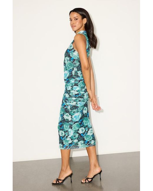 Lulus Blue Prettiest Energy And Floral Mesh Midi Dress