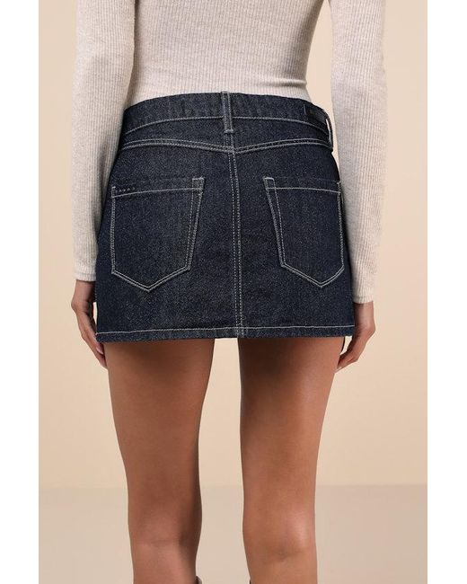 Blank NYC Blue Over The Moon Dark Wash Denim Micro Mini Skirt