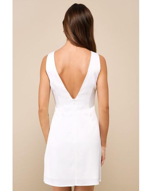 Lulus White Elevated Appearance Satin Open Back Mini Dress