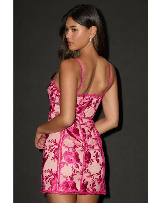 Lulus Pink Party Pretty Lace Sleeveless Bodycon Mini Dress
