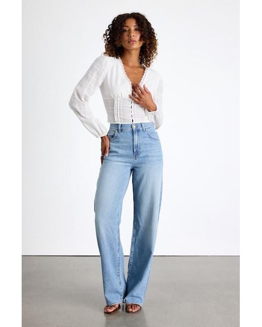Lulus White Keyra Button-Front Balloon Sleeve Crop Top