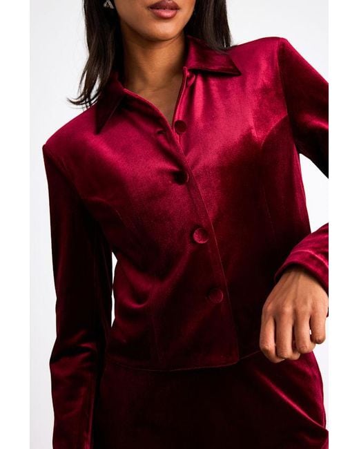 Lulus Bettany Velvet Button-Front Collared Jacket
