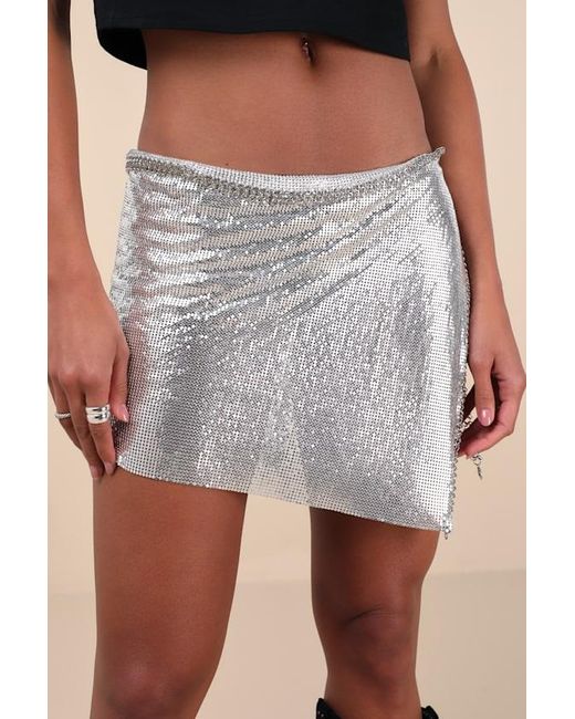 Lulus Metallic Chelsia Chain Link Asymmetrical Cover-Up Mini Skirt